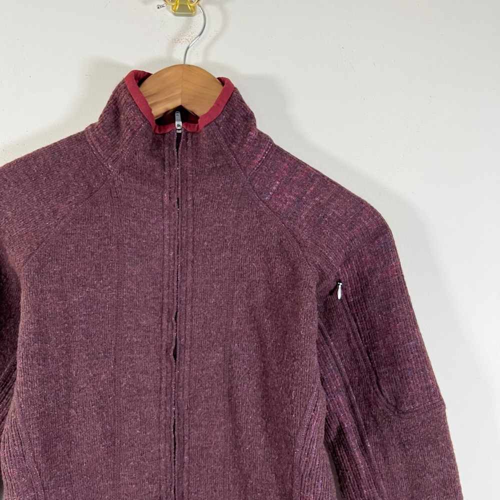 Mountain Hardwear Sarafin Wool Blend Full Zip Burgundy Sweater Lined Gorpcore XS